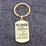 NURSE Gift Keychain Engraving: Superhero isn't a JOB TITLE Keyring