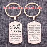 To Our Son Gift Keychain Stainless Steel Keyring: Always in one of three places