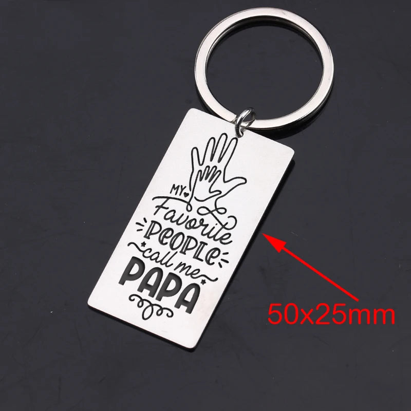 PAPA Gift Accessories Keychain Stainless Steel Pendant Keyring