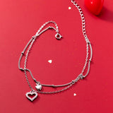 925 Silver Heart Anklets Women Love Foot Bracelet Leg Chain Jewelry