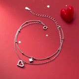 925 Silver Heart Anklets Women Love Foot Bracelet Leg Chain Jewelry