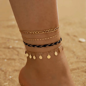 Bohemian Tassel Anklets for Women Charms Alloy Foot Chain Jewelry