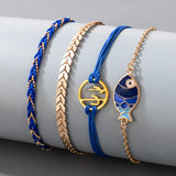 Boho Rope Anklets Set Fish Cactus Leaf Foot Chain Jewelry
