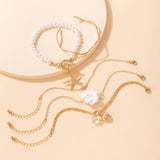 5pcs/set Summer Pearl Stone Flowers Bracelets for Women