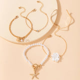 5pcs/set Summer Pearl Stone Flowers Bracelets for Women