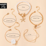 5pcs/set Summer Pearl Stone Flowers Bracelets for Women