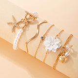 5pcs/set Summer Pearl Stone Flowers Bracelets for Women