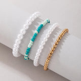 5pcs/set Summer Pearl Stone Flowers Bracelets for Women