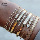 Water Drop Crystal Stone Bracelets Silver Chain Bangle for Women