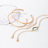 Geometric Circle Layered Bangles for Women Adjustable Charms Bracelets