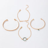Geometric Circle Layered Bangles for Women Adjustable Charms Bracelets