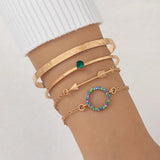 Geometric Circle Layered Bangles for Women Adjustable Charms Bracelets