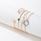 Geometric Circle Layered Bangles for Women Adjustable Charms Bracelets