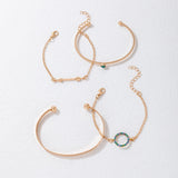 Geometric Circle Layered Bangles for Women Adjustable Charms Bracelets