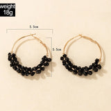 Stone Hoop Earrings Alloy Metal Geometry Earring