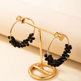 Stone Hoop Earrings Alloy Metal Geometry Earring
