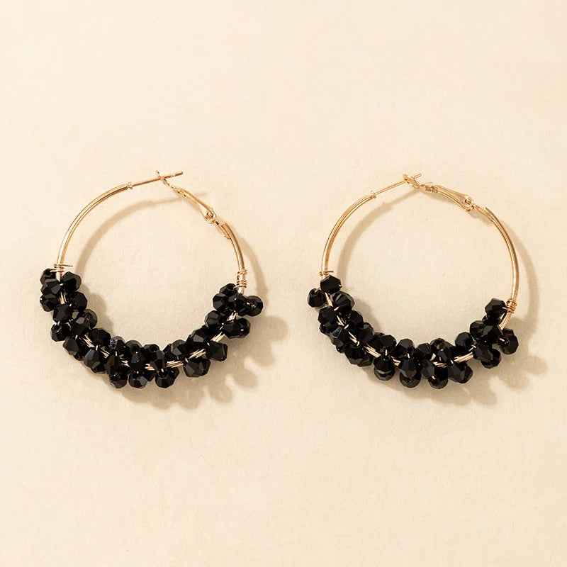 Stone Hoop Earrings Alloy Metal Geometry Earring