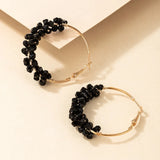 Stone Hoop Earrings Alloy Metal Geometry Earring