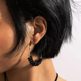 Stone Hoop Earrings Alloy Metal Geometry Earring