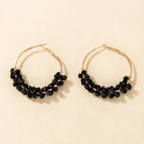 Stone Hoop Earrings Alloy Metal Geometry Earring