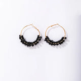 Stone Hoop Earrings Alloy Metal Geometry Earring
