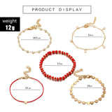 Bohemian Beaded Anklets Women Natural Crystal Feet Bracelets 5pcs