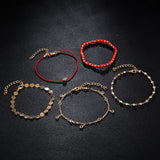 Bohemian Beaded Anklets Women Natural Crystal Feet Bracelets 5pcs
