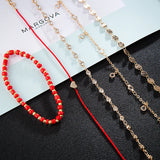 Bohemian Beaded Anklets Women Natural Crystal Feet Bracelets 5pcs