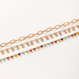 Colorful Bead Tassel Multilayer Anklet for Women