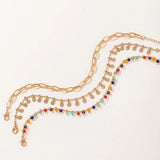 Colorful Bead Tassel Multilayer Anklet for Women