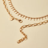 Tassel Pendant Necklace Double Layer Alloy Metal Jewelry