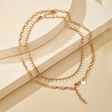 Tassel Pendant Necklace Double Layer Alloy Metal Jewelry