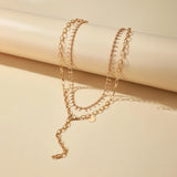 Tassel Pendant Necklace Double Layer Alloy Metal Jewelry