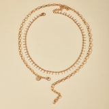 Tassel Pendant Necklace Double Layer Alloy Metal Jewelry