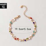 Bohemian Crystal Stone Pearl Anklets Set