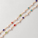 Bohemian Crystal Stone Pearl Anklets Set