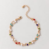 Bohemian Crystal Stone Pearl Anklets Set