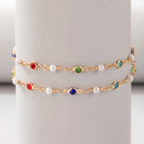 Bohemian Crystal Stone Pearl Anklets Set