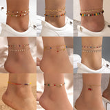 Bohemian Crystal Stone Pearl Anklets Set