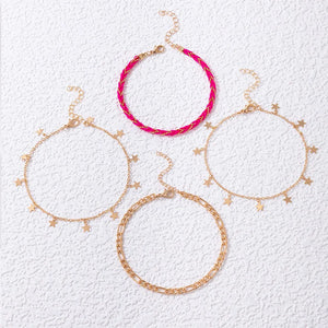 Colorful Crystal Stone Tassel Anklets Bracelets for Women Bohemian Jewelry