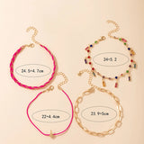Colorful Crystal Stone Tassel Anklets Bracelets for Women Bohemian Jewelry