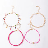 Colorful Crystal Stone Tassel Anklets Bracelets for Women Bohemian Jewelry