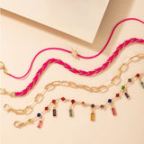 Colorful Crystal Stone Tassel Anklets Bracelets for Women Bohemian Jewelry