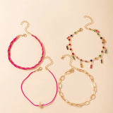 Colorful Crystal Stone Tassel Anklets Bracelets for Women Bohemian Jewelry
