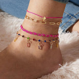 Colorful Crystal Stone Tassel Anklets Bracelets for Women Bohemian Jewelry