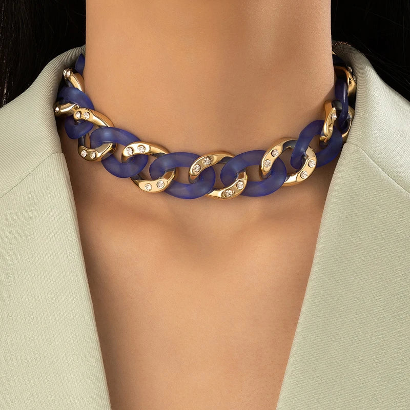 Punk Thick Acrylic Chain Choker Necklace for Women