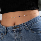 Tocona Colorful Beaded Waist Chain Eyes Hollow Body Jewelry for Women