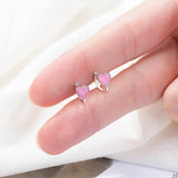 Pink Green Enamel Heart Clip Earrings No Piercing Women Ear Clip