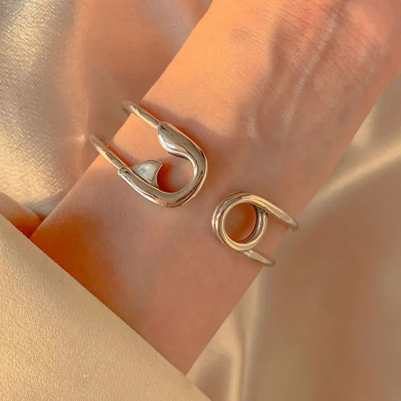 Vintage Silver Pin Knot Cross Bracelet Retro Unique Opening Bracelet Gift