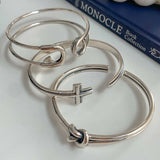 Vintage Silver Pin Knot Cross Bracelet Retro Unique Opening Bracelet Gift